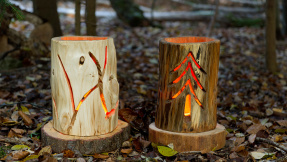 Weihnachtslaterne mit der Kettensäge schnitzen