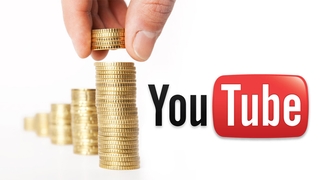YouTube-Logo mit Münzen