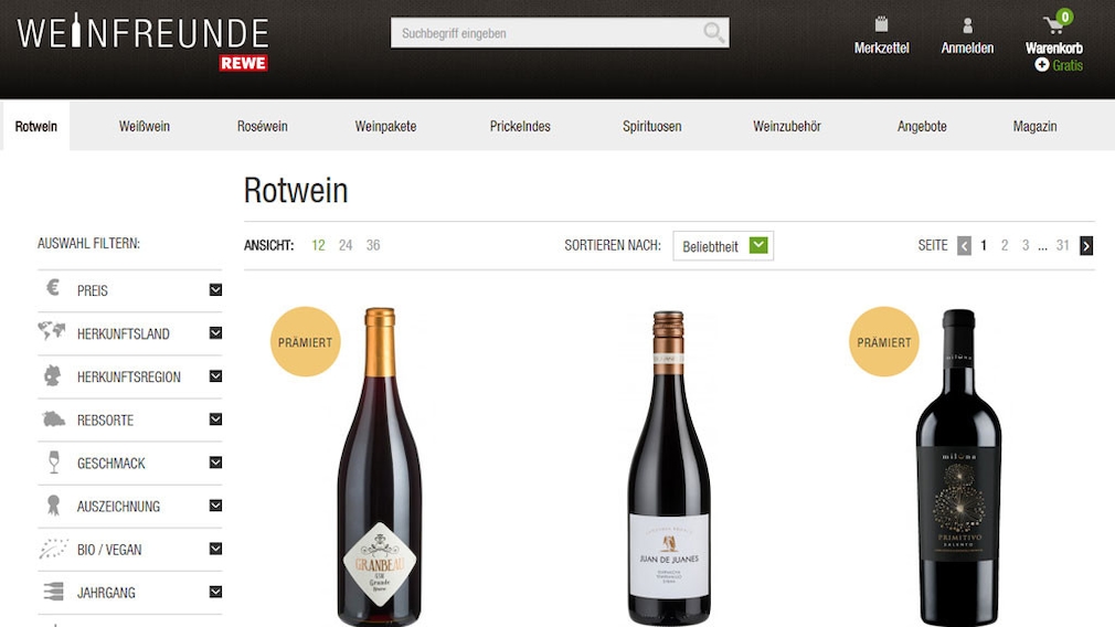 Weinfreunde Website