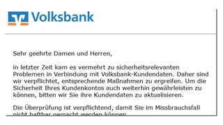 Phishing-Mail von der Volksbank