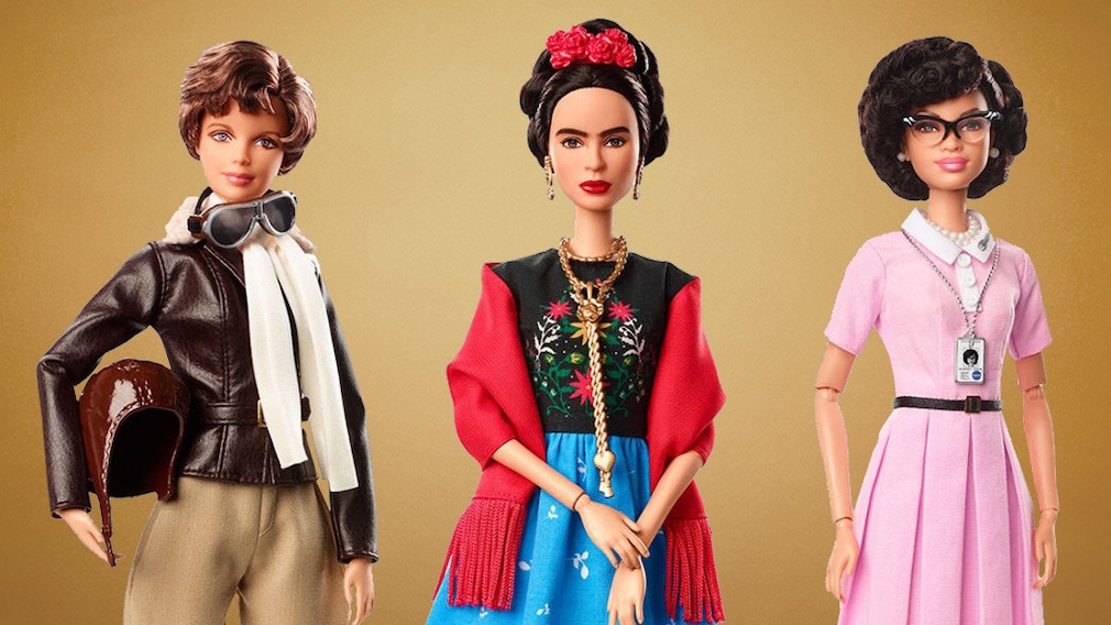 Amelia Earhart, Frida Kahlo und Katherine Johnson als Barbie-Puppen
