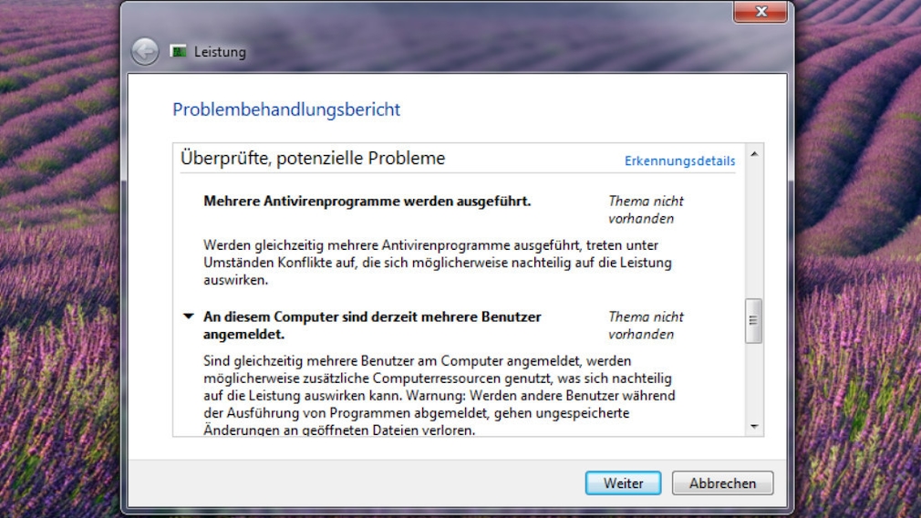 Windows Problembehandlungsübersicht