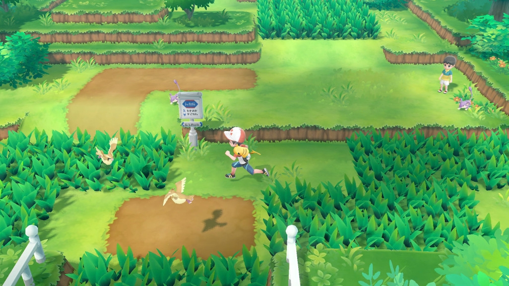 Pokémon – Let’s Go: Treffen der Spielergenerationen In freier Wildbahn stößt der Spieler nicht mehr zufällig auf Pokémon, sondern sieht sie in der Gegend umherwandern und kann aktiv in sie hineinlaufen, um eine Fangsequenz auszulösen. 