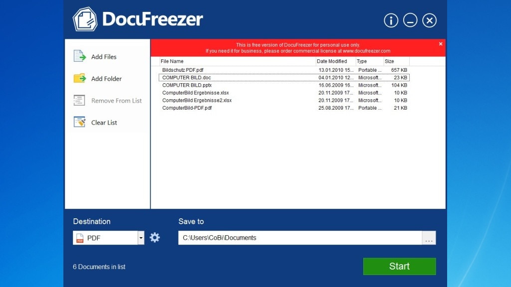 DocuFreezer: Schicker Konverter mit Dateisystem-Navigation