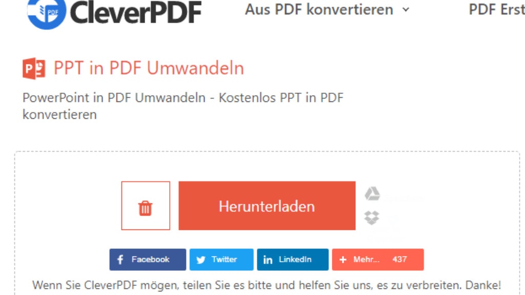 PowerPoint (PPT) in PDF umwandeln (CleverPDF)