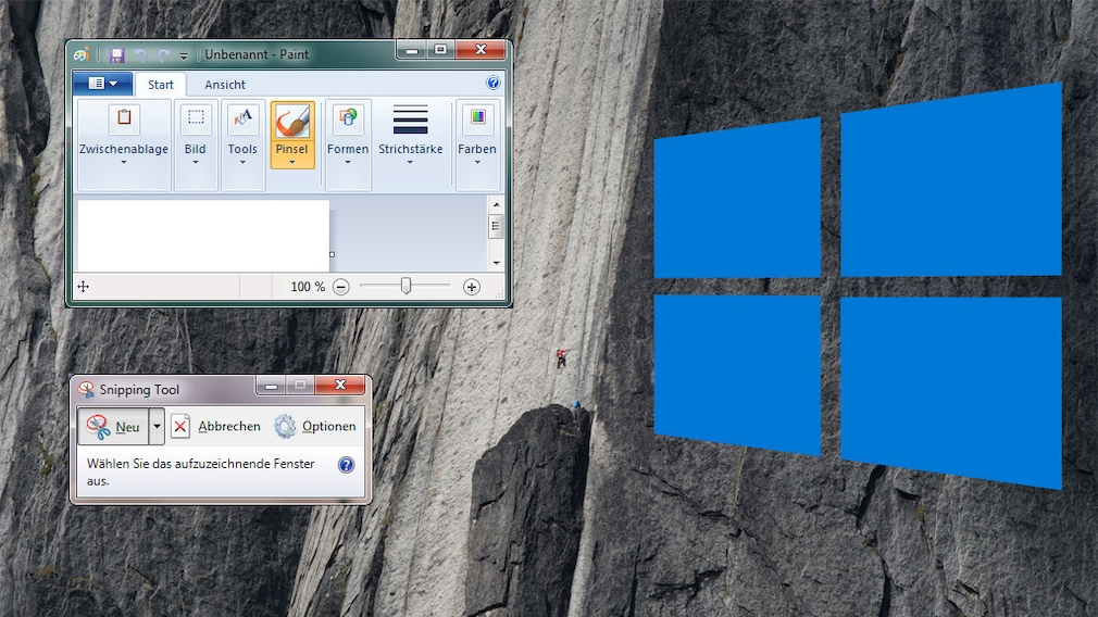 Paint und Snipping Tool in Windows 10