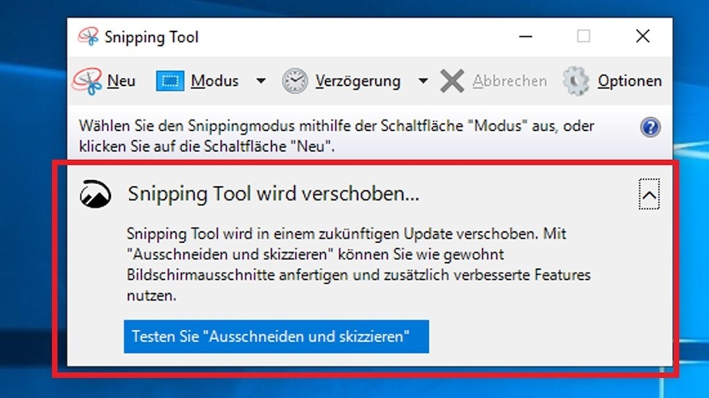 Windows 10: Snipping Tool wird verschoben – vollständiger Hinweis