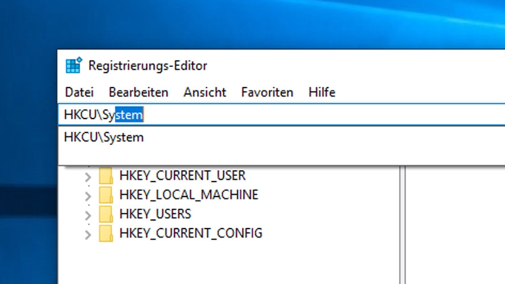 Windows 10 1809: Autovervollständigung für den Registry-Editor