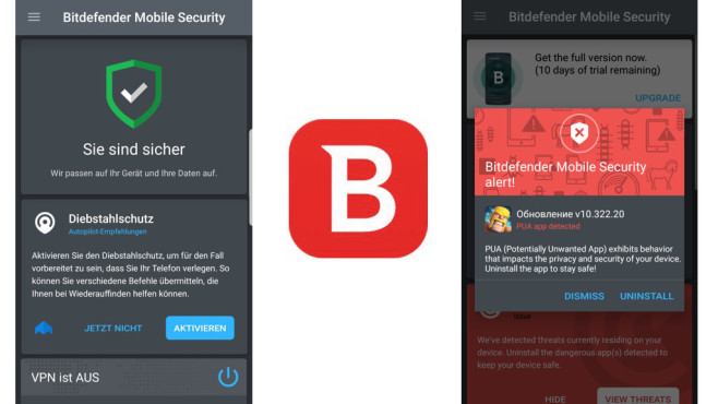 Bitdefender Mobile Security & Antivirus © Bitdefender, COMPUTERBILD, AV-Test