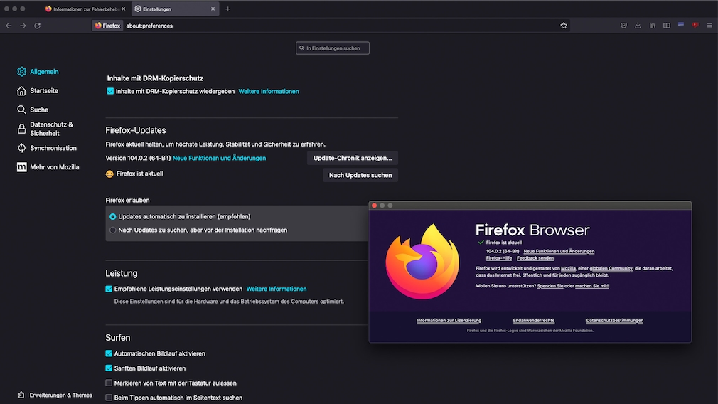 Firefox-Version anzeigen