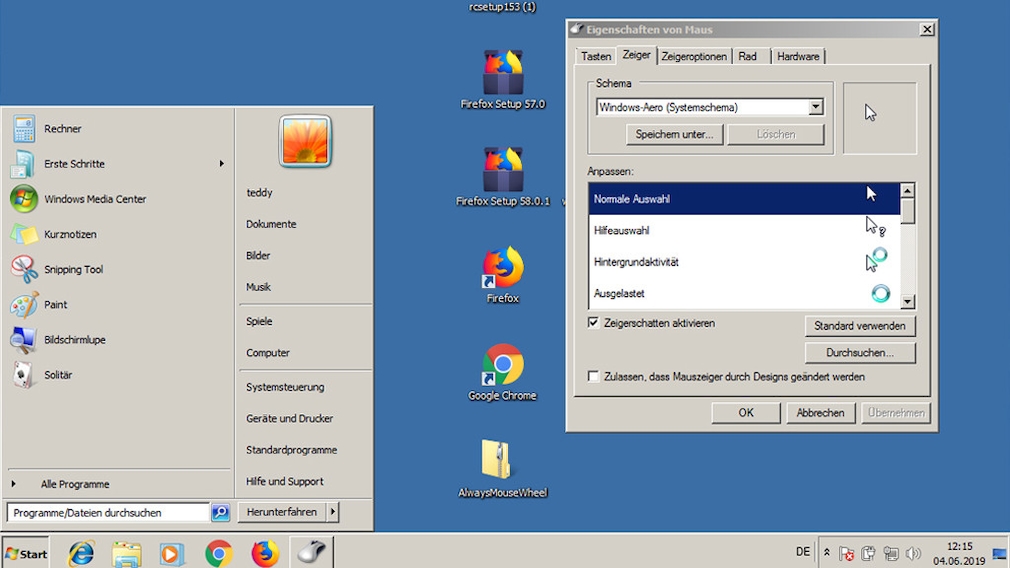Windows 7: Klassisches Design plus modernen Mauszeiger aktivieren