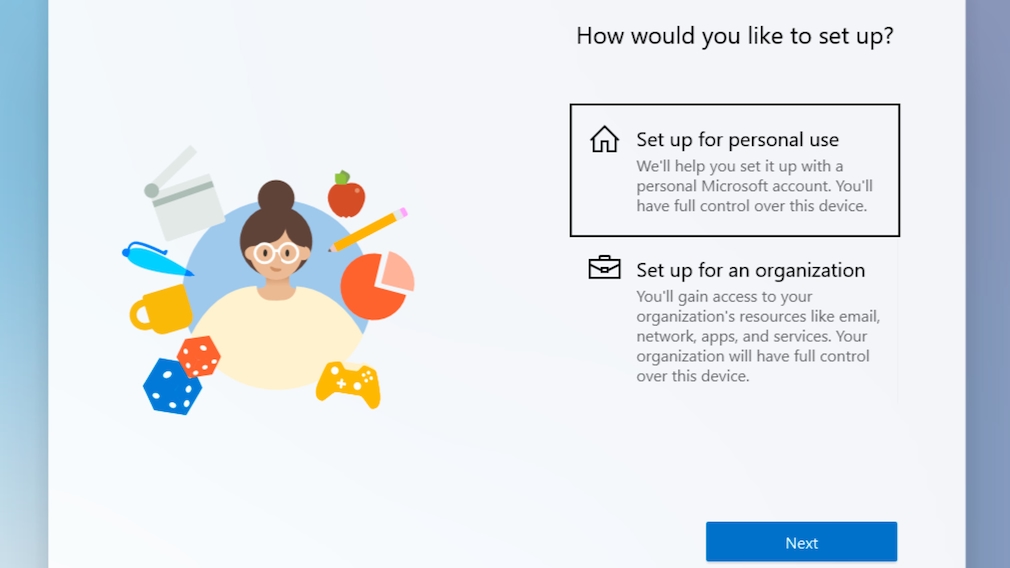 Windows 10X kommt mit neuem Setup Schluss mit blauen und grauen Kacheln: Windows 10X grüßt seine Nutzer bei der Einrichtung mit bunten Grafiken. 