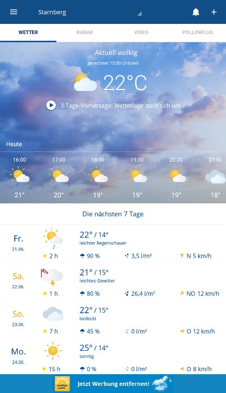 Screenshot 1 - Wetter.com (Android-App)