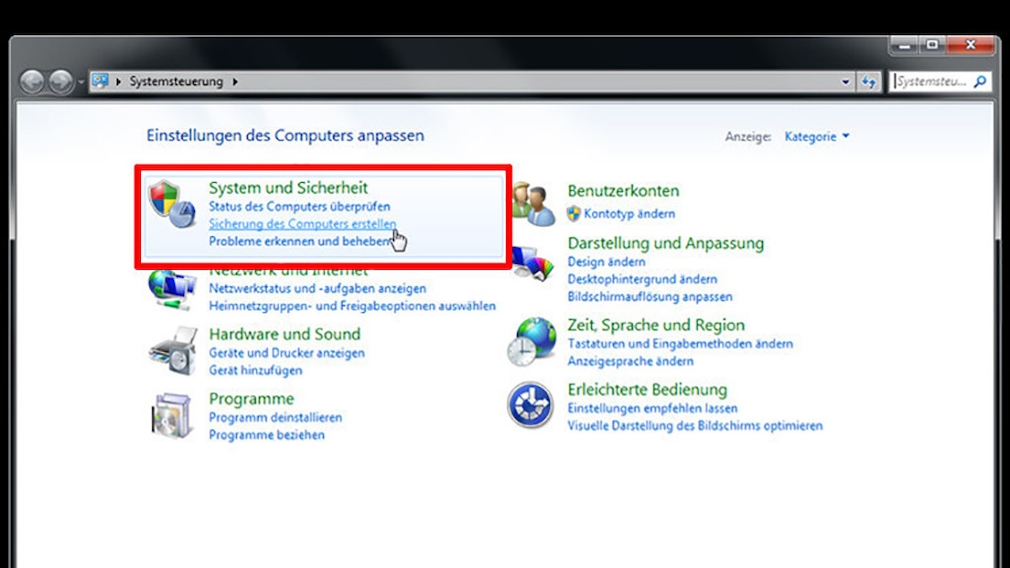 Windows-7-Backup: Image zurückspielen – Backup-Programm starten