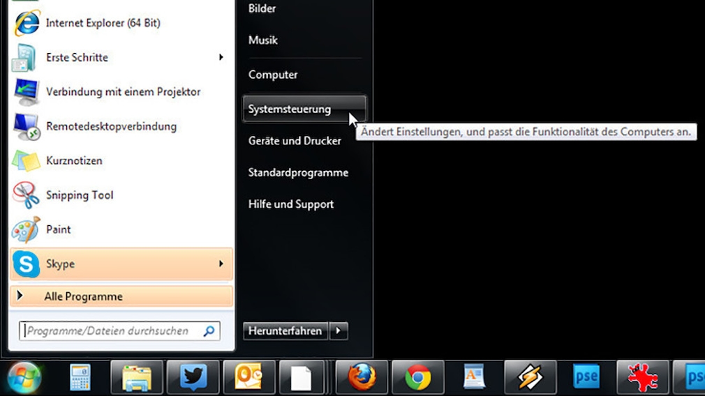 Windows-7-Backup: Image zurückspielen – Windows-Einstellungen öffnen