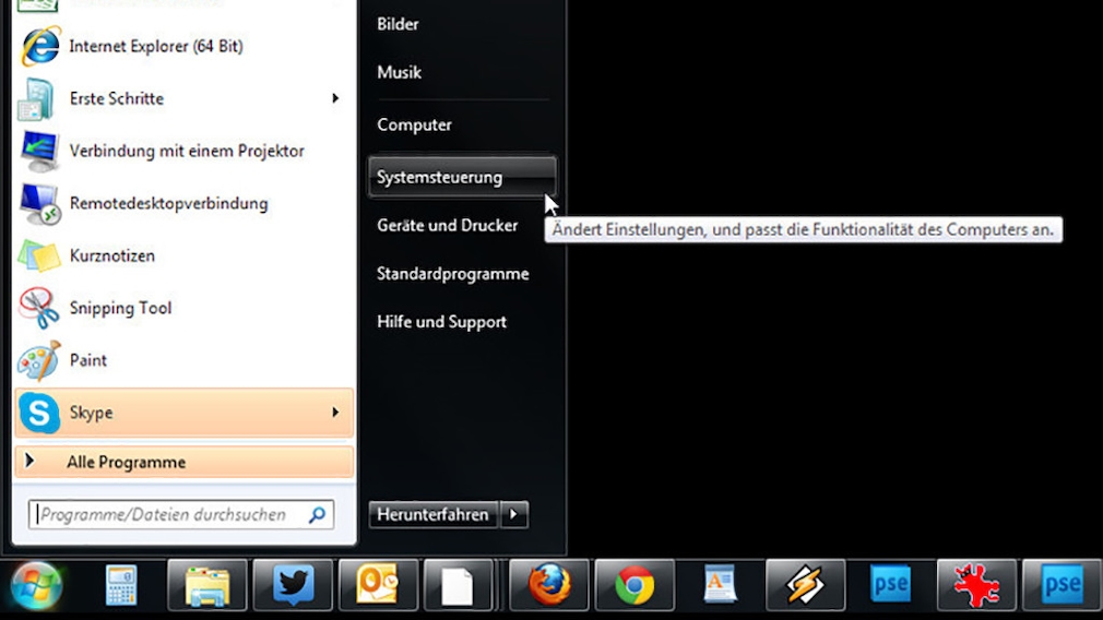 Windows-7-Backup: Reparaturdatenträger – Windows-Einstellungen öffnen