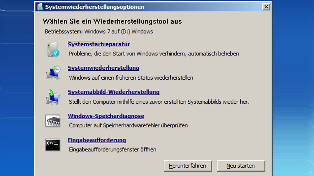 Windows-7-Backup: Windows zurücksetzen – Systemreparatur-Datenträger