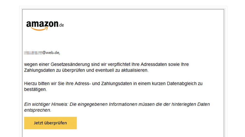 Phishing-Warnung: Diese Amazon-Mail ist ein gefährlicher Fake! - COMPUTER  BILD