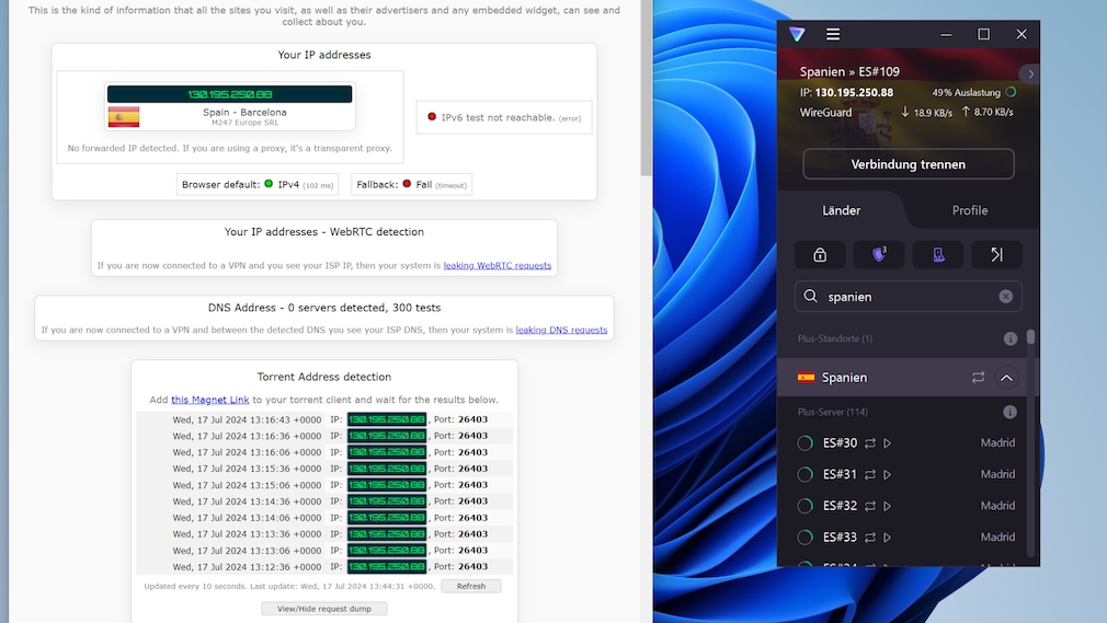 Proton VPN im Leak-Test