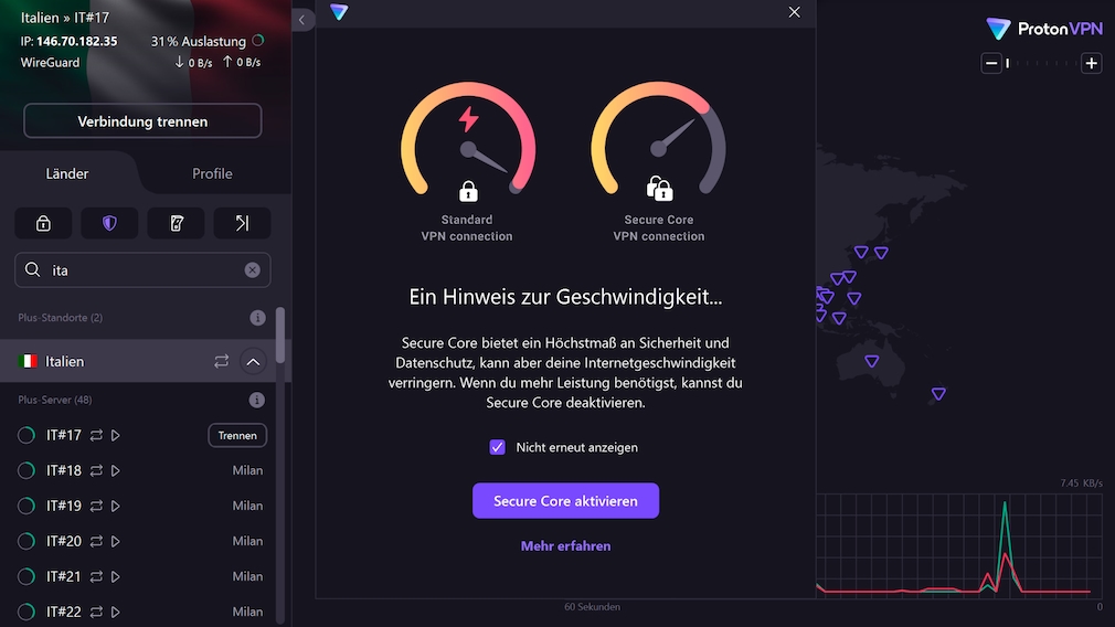 Proton VPN mit Secure Core