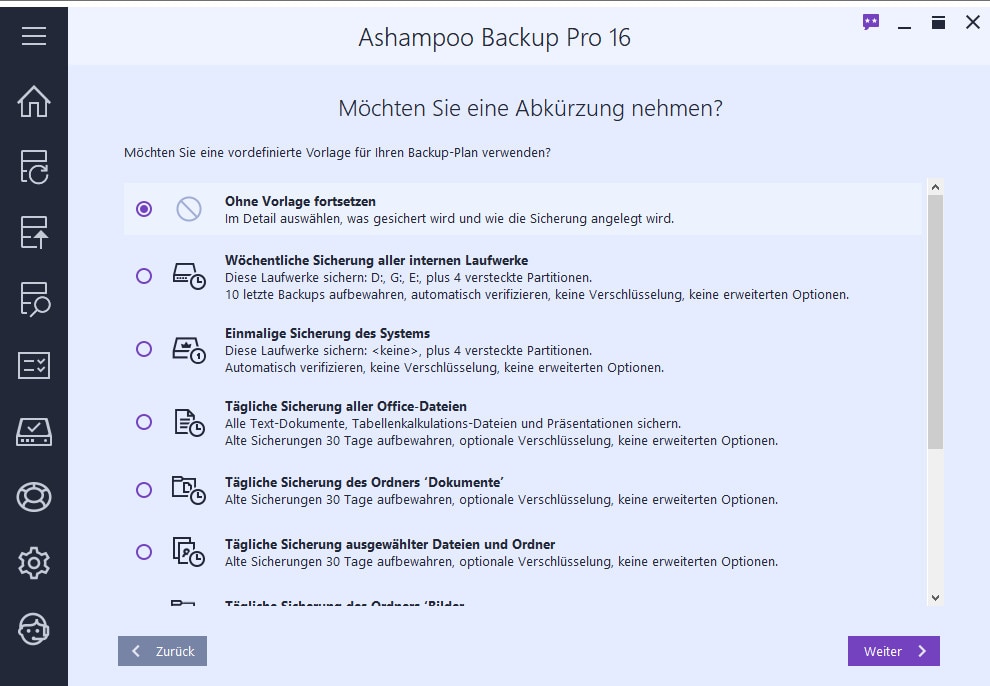 Screenshot aus Ashampoo Backup Pro 16 – Kostenlose Vollversion 