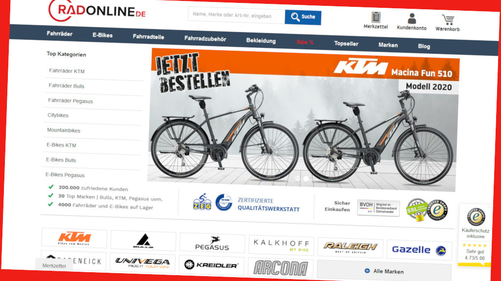 Radonline Jetzt online 35 Euro im Bike Shop sparen COMPUTER BILD
