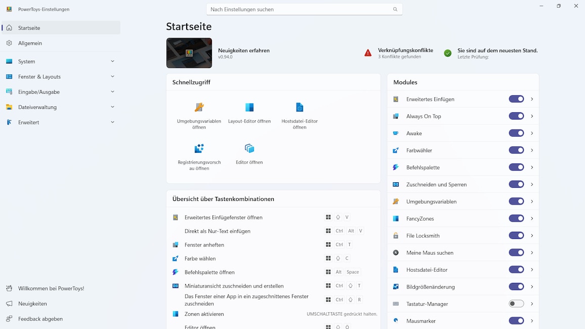 PowerToys Dashboard