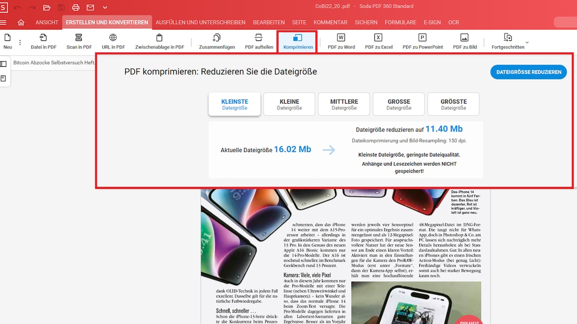 PDF-Komprimierung einsetzen