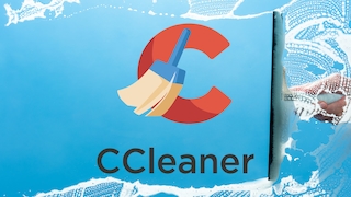 CCleaner-Logo vor blauem Hintergrund