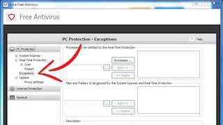 Avira Free Antivirus: PC Protection - Exceptions