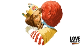 Kuss zwischen zwei Fast-Food-Ikonen