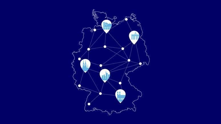 Deutschlandkarte zeigt Städte mit O2-5G-Start 