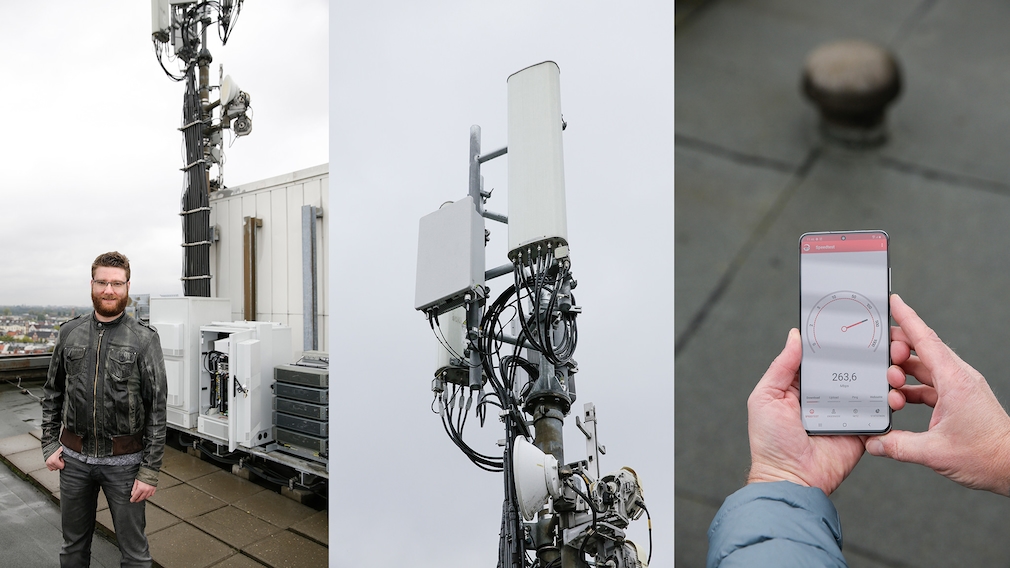 Patrick Skoruppa inspiziert O2-5G-Sender in Hamburg-Winterhude