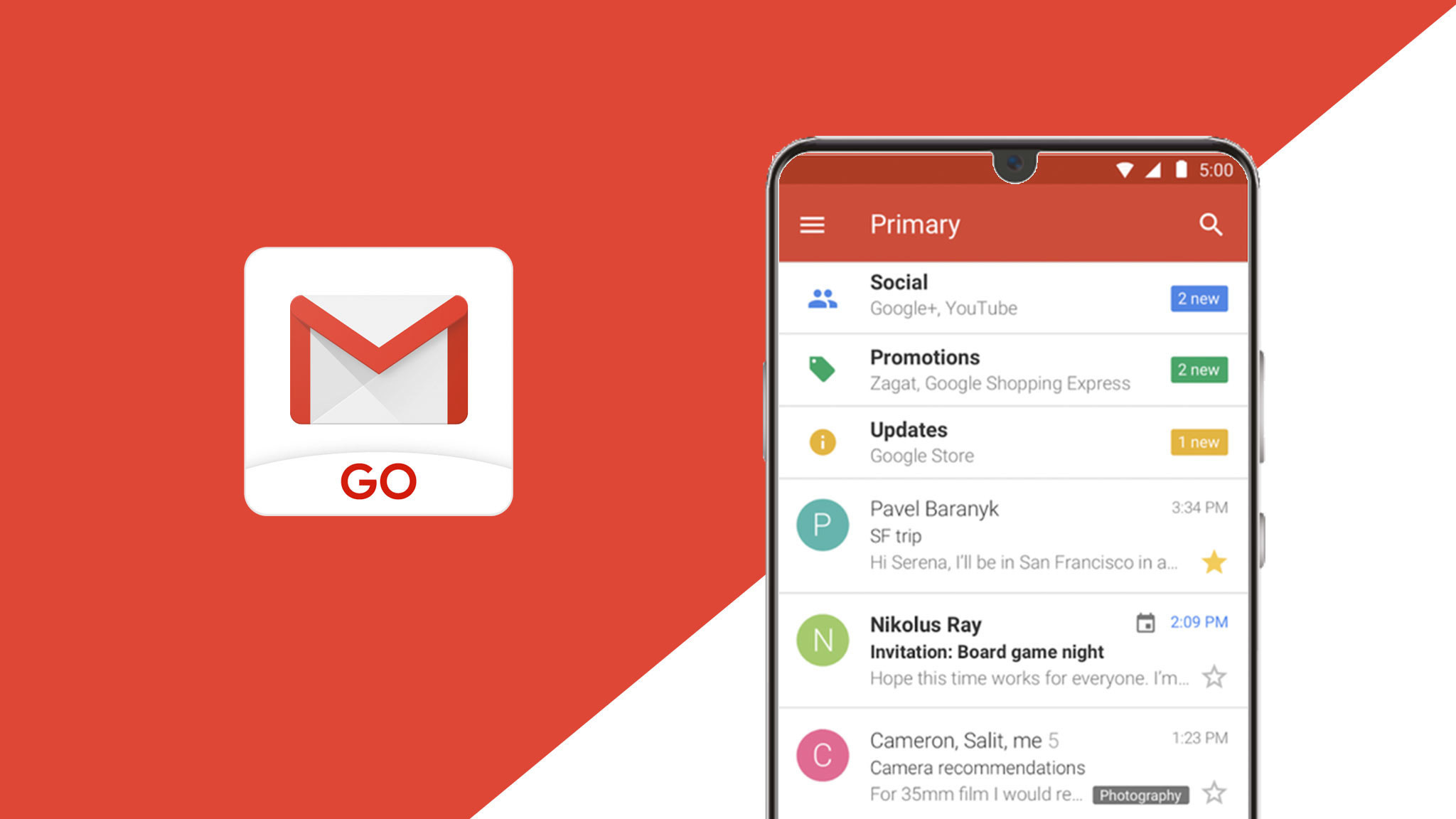 Gmail go. Go available