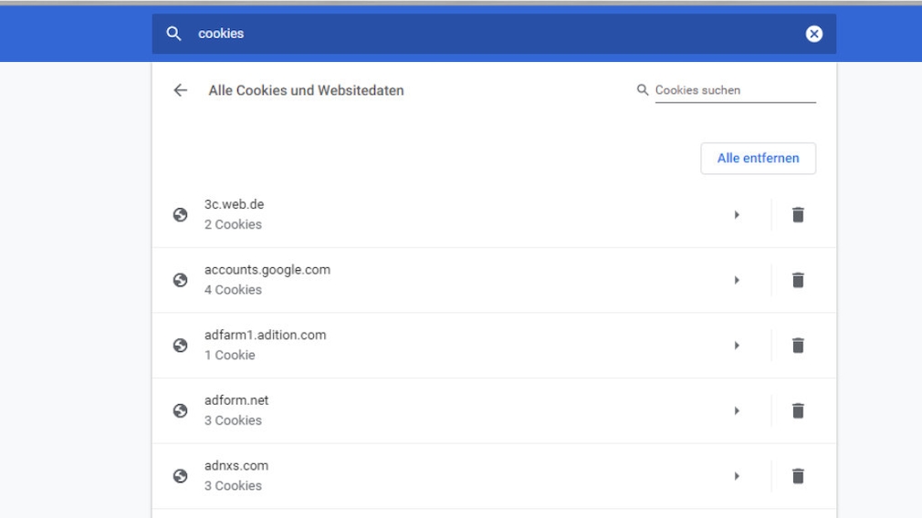 Cookies-Ratgeber: Die besten Tipps für Firefox und Google Chrome Der Google-Chrome-Cookie-Manager gefällt mit Übersichtlichkeit. 