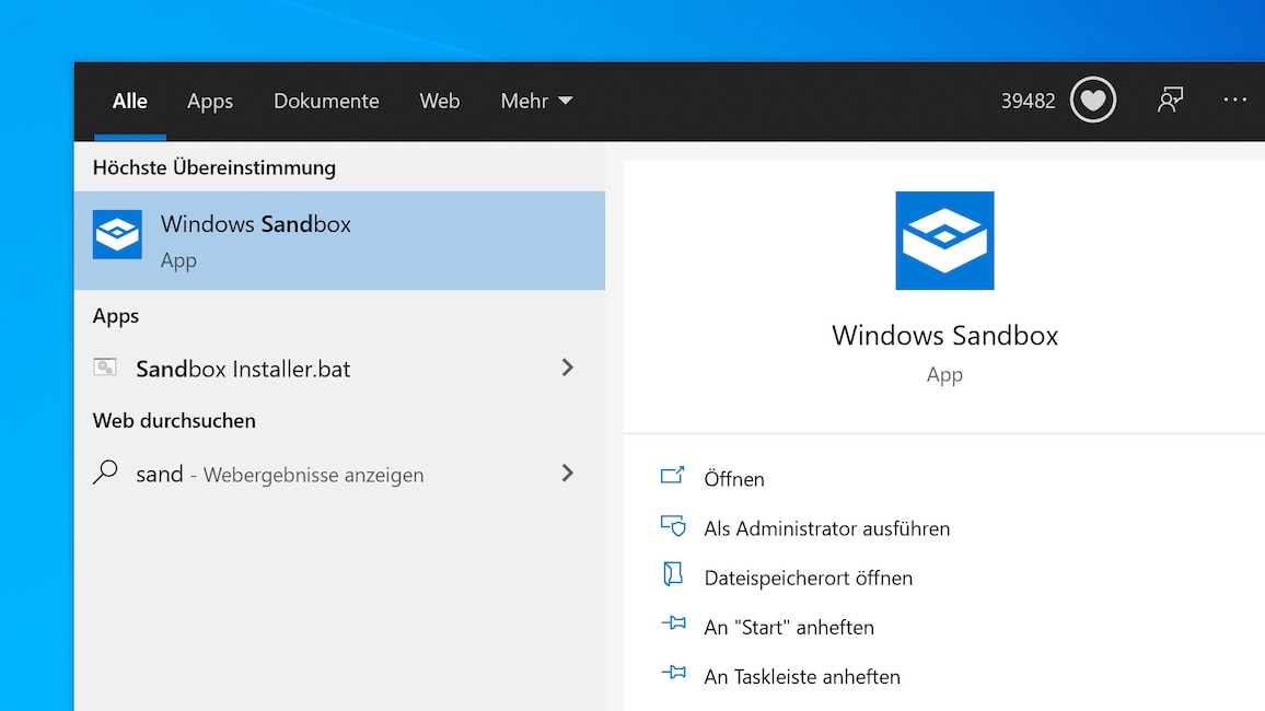 Windows 10 Home: Sandbox freischalten