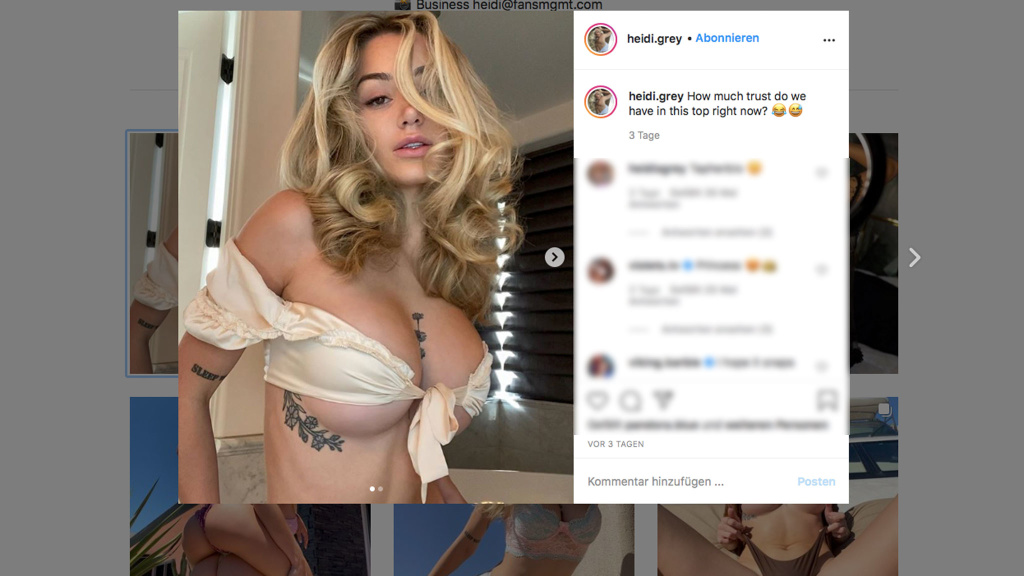 Heidi Grey: Model erobert Instagram mit nackten Tatsachen.