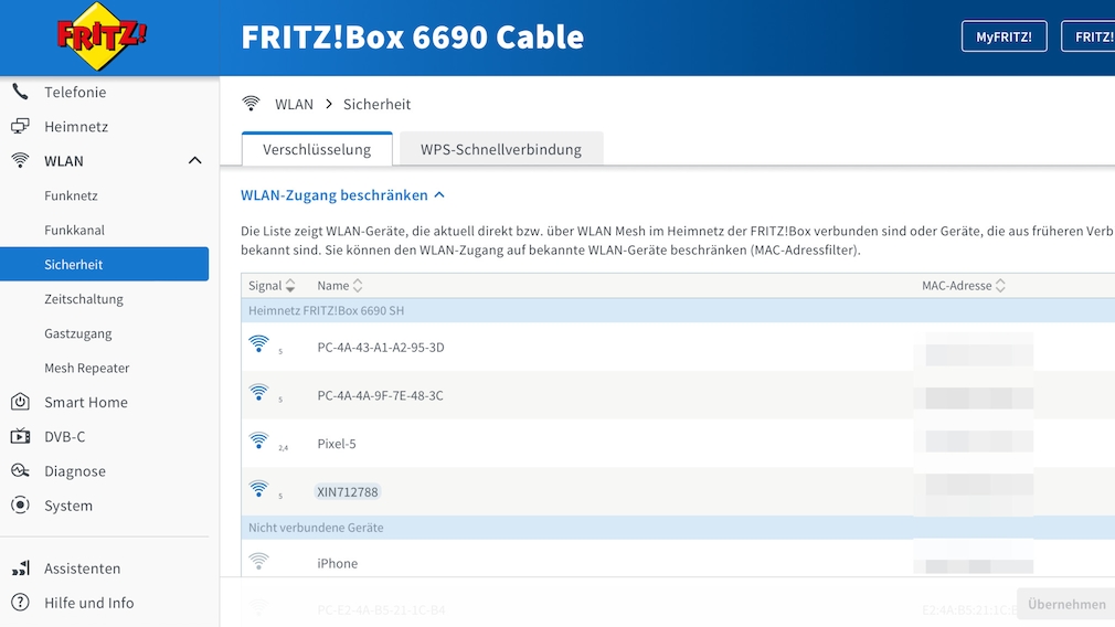FritzBox: MAC-Adressenfilter
