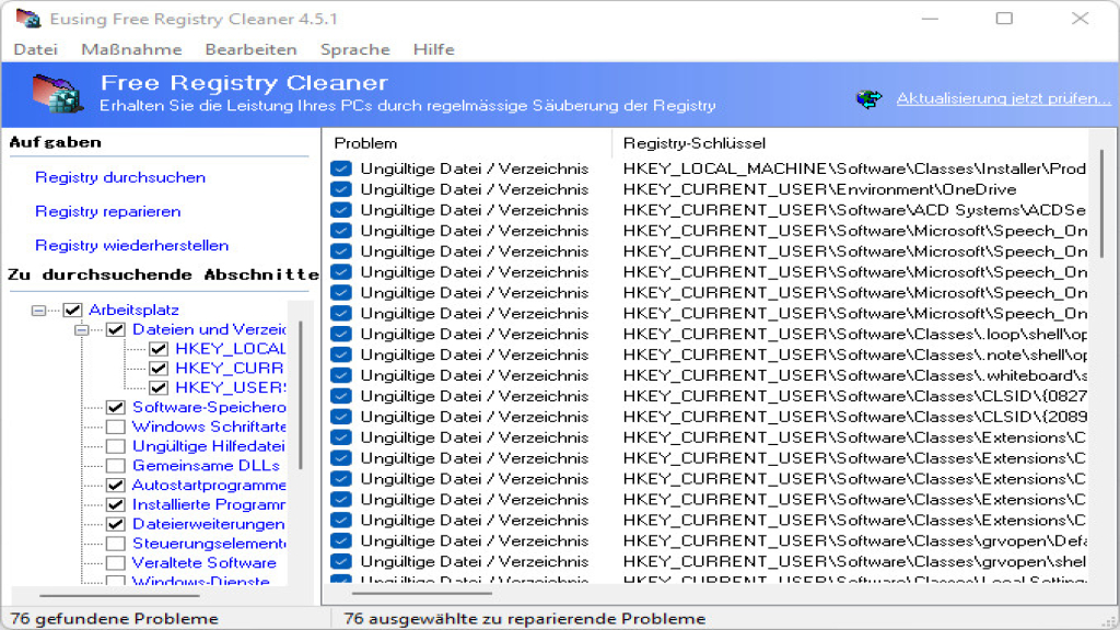 Eusing Free Registry Cleaner