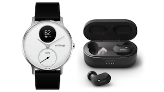 Withings-Smartwatch und Belkin-Kopfhörer