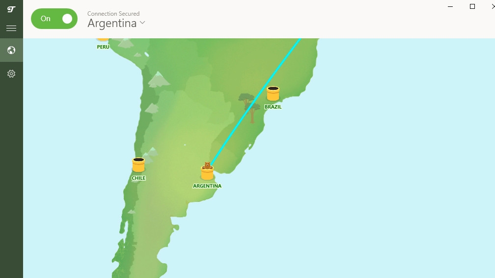 TunnelBear: ubicación de Argentina en versión gratuita