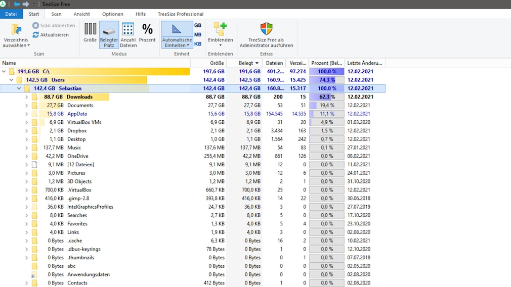 Die Festplatte ist voll: Was tun? So räumen Sie HDD und/oder SSD auf CCleaners Disk Analyzer hilft, große Dateien zu detektieren, TreeSize Free meistert das noch besser. 