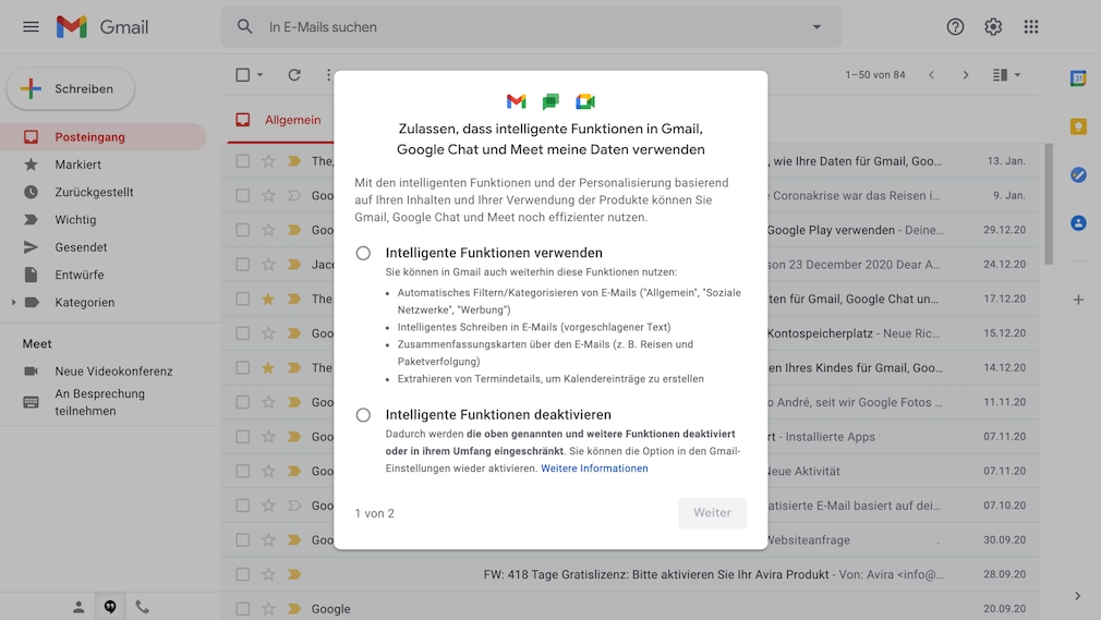 Gmail intelligente Funktionen