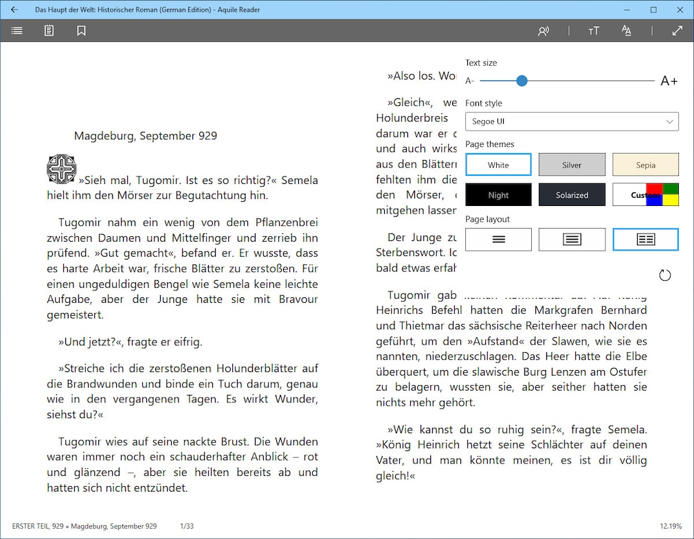 Screenshot aus Aquile Reader (Windows-App) 