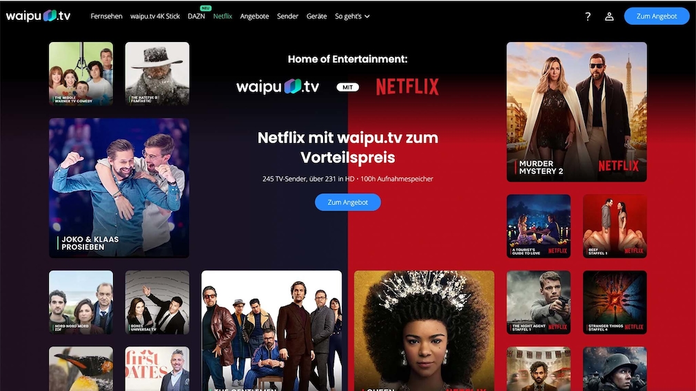 Screenshot: Waipu.tv mit Netflix