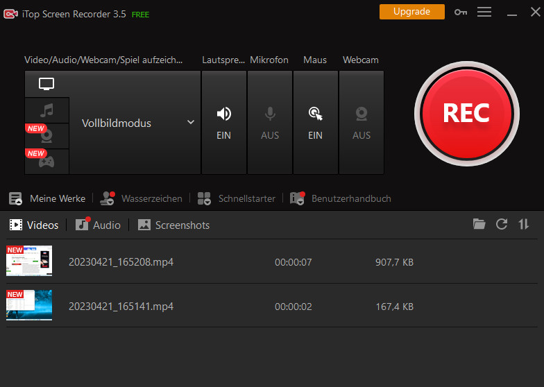 Screencasts erstellen und Desktop-Videos aufnehmen
iTop Screen Recorder