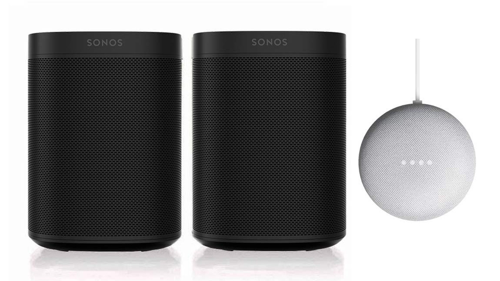 Zwei Sonos One mit Google Nest Mini