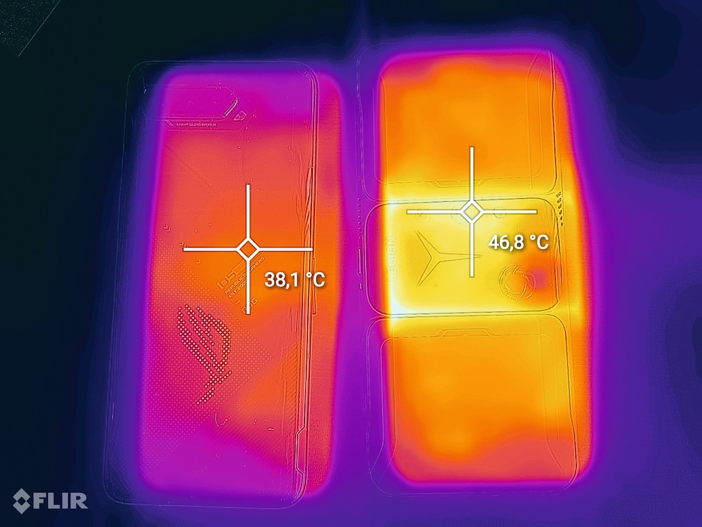 Wärmeentwicklung im Asus Rog Phone 5 vs. Lenovo Legion Duel 2