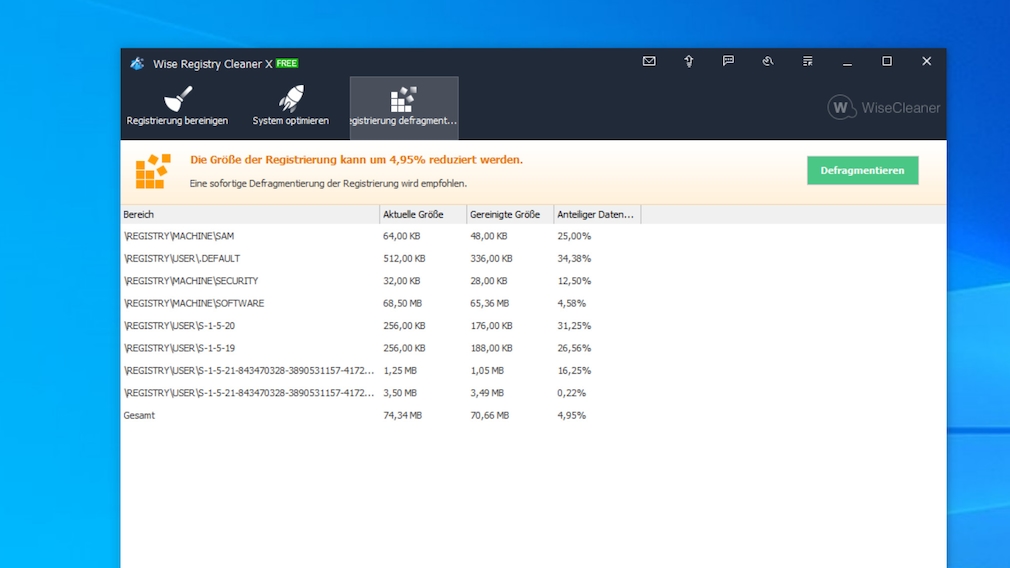 Registry verkleinern: Die besten Tools zur Optimierung gratis für Windows 10 Der Wise Registry Cleaner ist gründlicher als CCleaner – und verringert den Registry-Umfang noch weitgehender. 