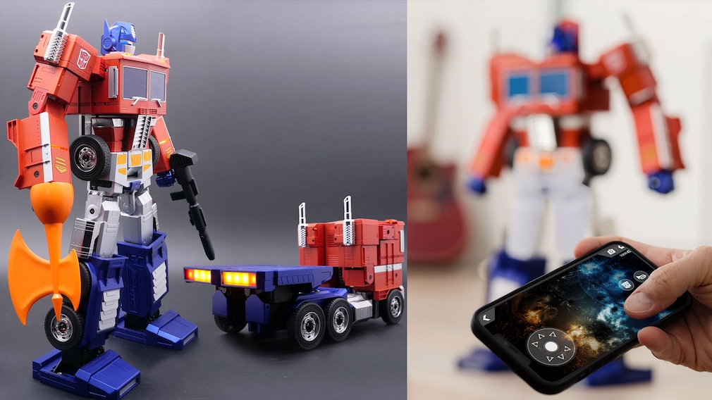 Interkativer Hasbro/Robosen Roboter Optimus Prime und Smartphone